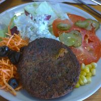 Burger salad at Gopal - Vegan Deli in Barcelona
