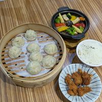 Soup dumplings, chickn karrage , miso aubergine at Boiled Bodhi Vegetarian Cuisine 大豐野菜館（滷菩提）素食/蔬食 in Taichung