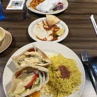 Falafel Hummus Sandwich with Rice at Jerusalem Cafe in Kansas City