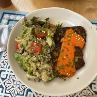 quinoa salad with kimchi pancakes at Zer0 in Manacor