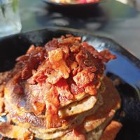 Pancakes with bacon topping at Lilith Coffee in Rotterdam