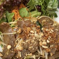 Vegan beef w/ noodles  at Ong Tao Vegan in Frankfurt