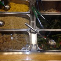 pumpkin rice, quinoa, 2 types of squash, cabbage vinaigrette, kale with garlic, okra at Fire & Spice Vegan Restaurant - Sisson Ave in Hartford