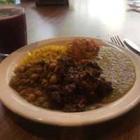 5 choice meal with fresh squeezed juice.  at Fire & Spice Vegan Restaurant - Sisson Ave in Hartford