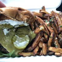 Mushroom Burger With Truffle Fries  at Vegan Crave in Kansas City
