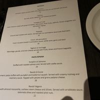 Menu with vegan options!  at Grappa in Dorado