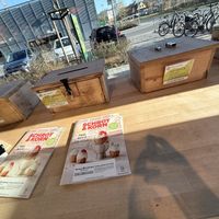 collection of old phones etc  at Bioladen Schömmel in Cottbus