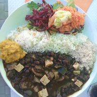 My good filled plate at Sabor Superior in Alges