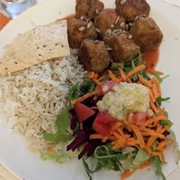 Lentil "meatballs" at Sabor Superior in Alges