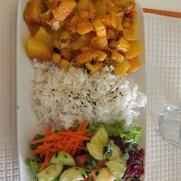 Sabji com arroz e salada at Sabor Superior in Alges
