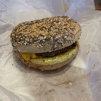 The vegan breakfast sandwich from the menu. Next time I would do a wheat/plain bagel to let the flavors of the sandwich through more, but SO good  at Yorgo's Bageldashery in Norfolk
