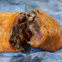 Vegan "Philly Cheese" in a Sundried Tomato Wrap! at Yorgo's Bageldashery in Norfolk