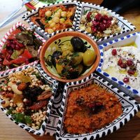Vegan high tea arabic style, ''savory round'' at El Maïda in Groningen