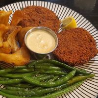 Vegan Crab Cakes with remoulade! at Ivy's Bohemia House in Chesterton
