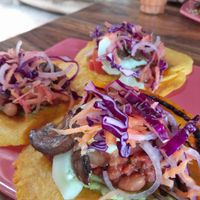 Vegan tacos at Secret Garden in Mompiche