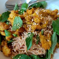 “Chicken" noodles at Alam Green Lotus in Ubud