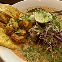On Fridays, the laksa gains some extra tempeh and tofu  at Alam Green Lotus in Ubud
