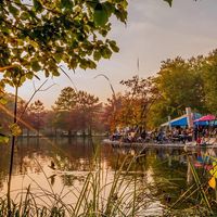View from the lake at Café Gans am Wasser in Munich