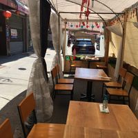 As you can see, the outdoor seating (during pandemic) is quite nice. at Happy Veggie Restaurant in New York City