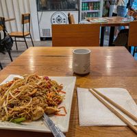 Happy Veggie Fried Noodles 🍜   at Happy Veggie Restaurant in New York City
