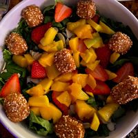 Salad bowl with crispy tofu (the tofu WOW!)  at Indómitos Café & Bar in Uvita