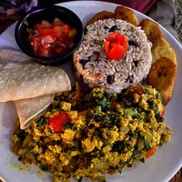 Full breakfast plate  at Indómitos Café & Bar in Uvita