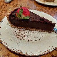 Vegan avocado, sweet potato  chocolate pie at Indómitos Café & Bar in Uvita