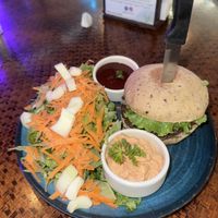 Quinoa burger  at Indómitos Café & Bar in Uvita