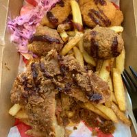 Huns Chicken Basket at Hank's Vegan Restaurant in Ipswich