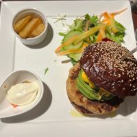 Burger and fries   at Luxe Burgers in Tokyo