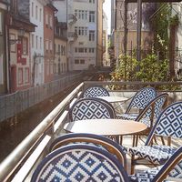 The idyllic terrace over the famous channel at au contraire in Freiburg