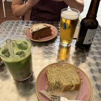 Carrot cake and lemon cake, and strawberry matcha   at OM NOM NOM CAFÉ in Munich
