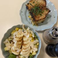 Artichoke sandwhich & coconut yogurt bowl(?)  at OM NOM NOM CAFÉ in Munich