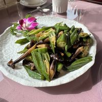 Okra and mushrooms   at Tianchu Miaoxiang - Chaowai in Beijing