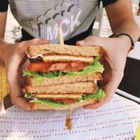 TLT sandwich (tofu, lettuce, tomato) at Joshua Tree Cafe in Athens