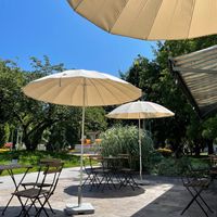 Outdoor seating  at NUZ in Linz