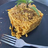 Uzbek pilaf with soy meat at Veget Vegan in Kharkiv