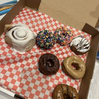 Gf cinnamon roll + 1/2 dozen gf pick mix  #Veganuary at Big Baby Rolls and Donuts in Tulsa