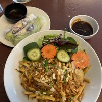 Spring Rolls and Dry Pho (not in picture: Bubble Tea)  at Saigon Noodle Bar in Rovaniemi