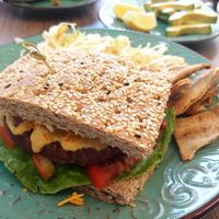 Signature burger with jalapeno sauce 😍 at Elysian Restaurant in Nicosia