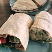 Quesadilla, fake tuna and chicken gyros wrap. All freaking yummy 😍😋😛 at Elysian Restaurant in Nicosia