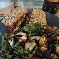 signature beefy burger at Elysian Restaurant in Nicosia