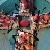Bruschetta with strawberries, balsamic and elysian ''greek fetta'' at Elysian Restaurant in Nicosia