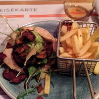 Beyond Meat Burger with fries at Deichkind in Sankt Peter-ording