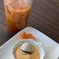 Mushroom ball (with vegan spicy Mayo) and Thai tea   at White Springs Cafe in Arcadia