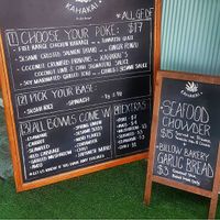 Menu at the food truck at Kahakai Poke Bowls in New Plymouth