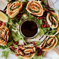 Vegan roll-ups - tortillas with lentil cream and arugula at Blauer Seestern in Schwedeneck