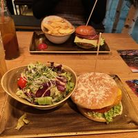 Burger mit Salat at Hans im Glück in St Gallen