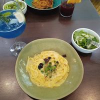 Yuba and truffle pasta at Green Italian TORCIA - Shinjuku in Tokyo