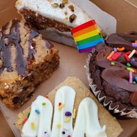 Treats, treats and more treats! Best blondie ever! All GF & vegan! at Heart Bowls in Sandpoint